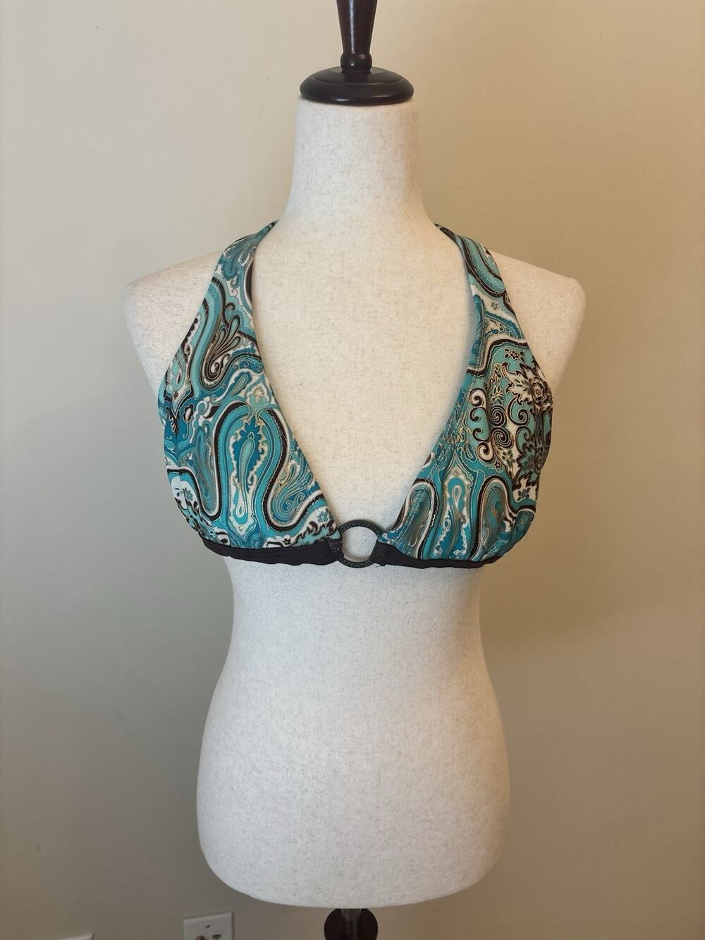 y2k paisley Bikini Top Medium Unbranded Sparkle Boho Unique Brown & Gold